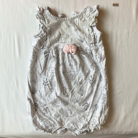 Carter’s Baby Girl Dress size 9M Red & Rompers Size 9M Gray Bunny Flower - Picture 5 of 7